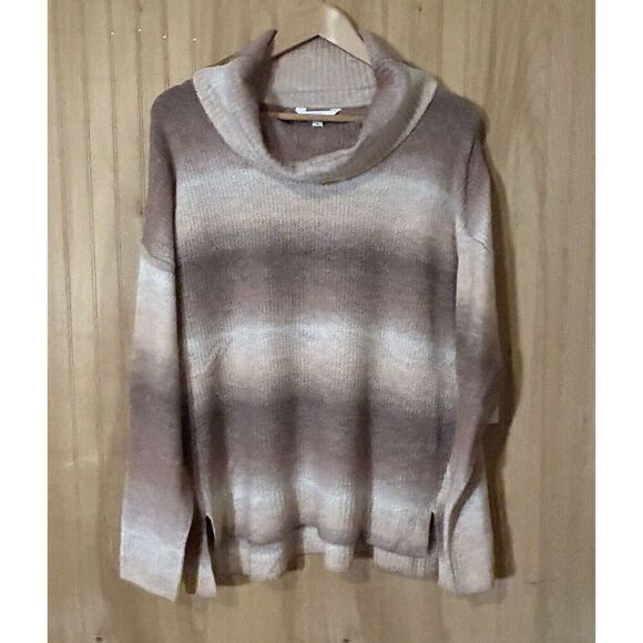 Time And Tru Cowl Neck Sweater Pink Combo Striped Womens Size XL 16-18 - Picture 1 of 7